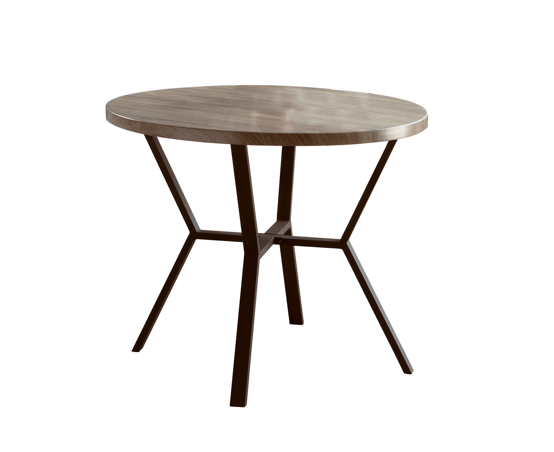 5-Piece Black Graywash Round Dining Set Table Chairs Rustic Gray Finish Dining Room Wooden Furniture