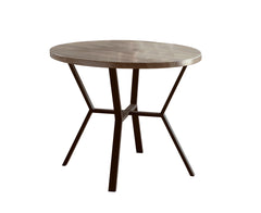 5-Piece Black Graywash Round Dining Set Table Chairs Rustic Gray Finish Dining Room Wooden Furniture