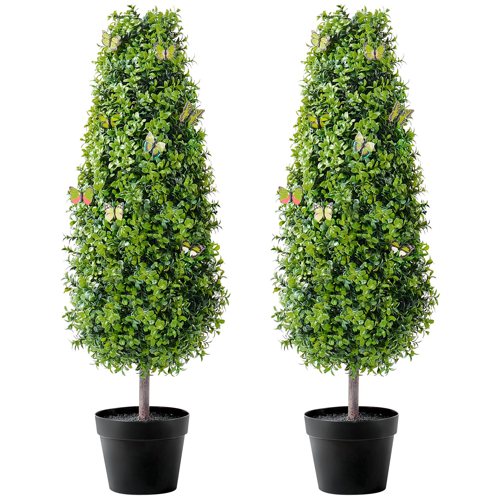 2 Pack 3' Artificial Boxwood Topiary Tree Faux Plant UV Decor In/Outdoor