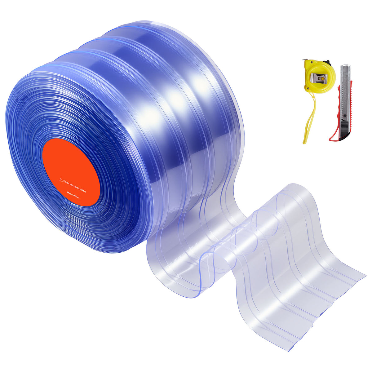Clear PVC Strip Curtain, 75 ft Length x 8 in Width, Ribbed Plastic Door Strip Bulk Roll, Walk in Freezer Cooler Curtain Strips for Doorways of Supermarket, Garage, Warehouse, Pet Animal House