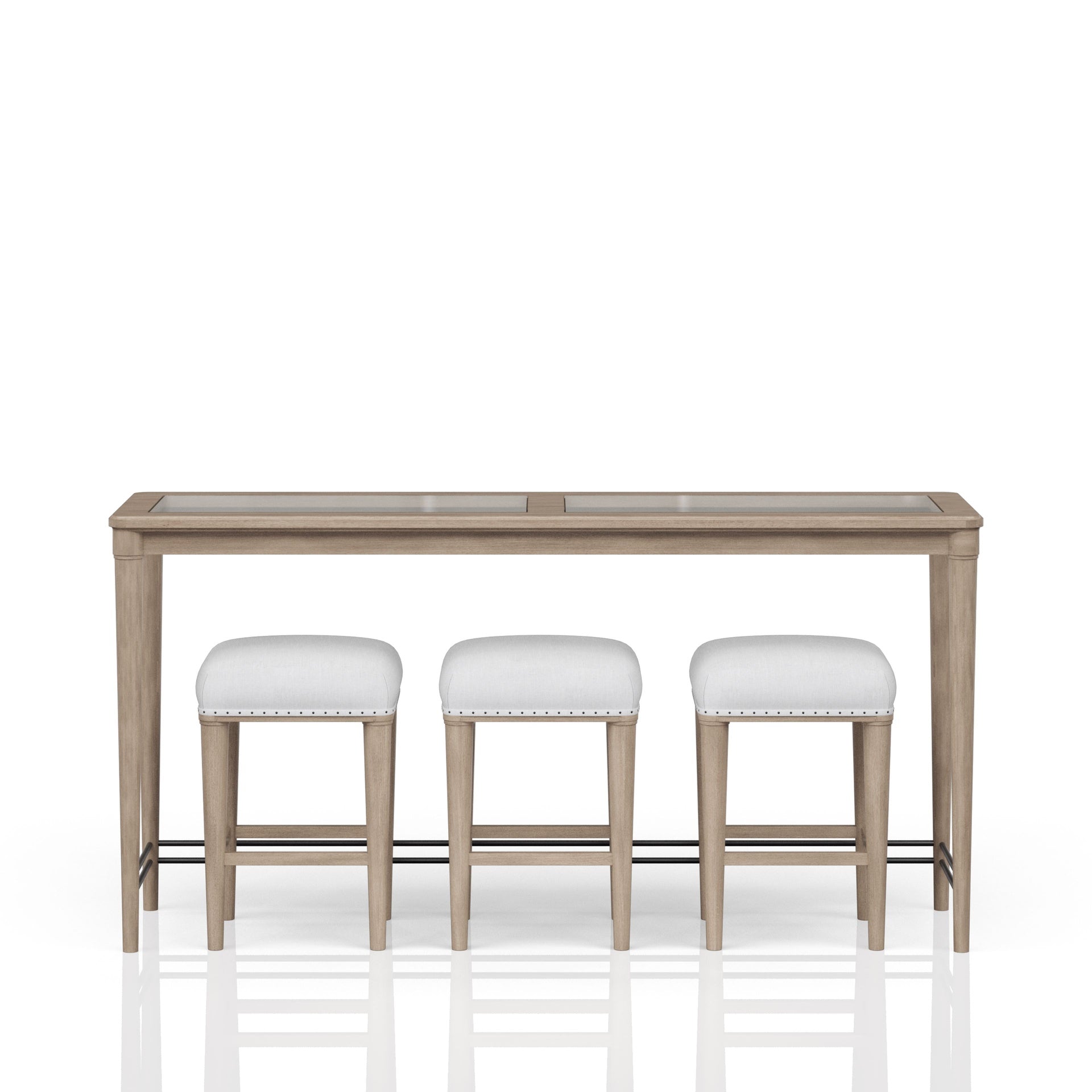 Frosted Glass Console Table With 3 Stools