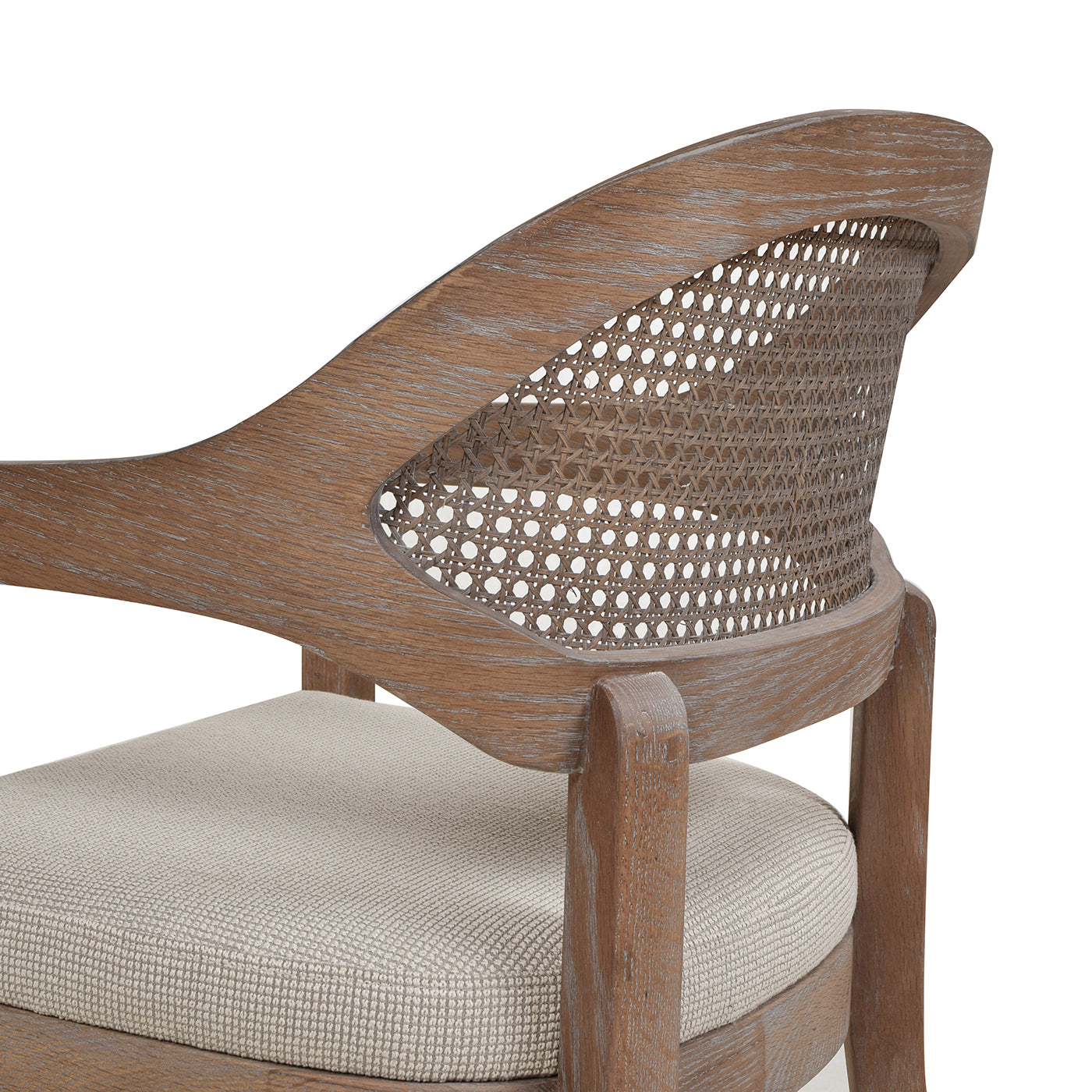 Americana Mid-Century Modern Cane Back Dining Chair, Taupe Beige Textured Weave