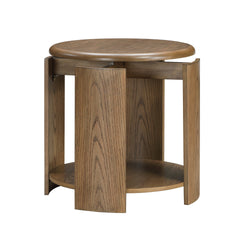 Brown Finish Round End Table with Open Shelf Living Room Furniture 1pc Side Table