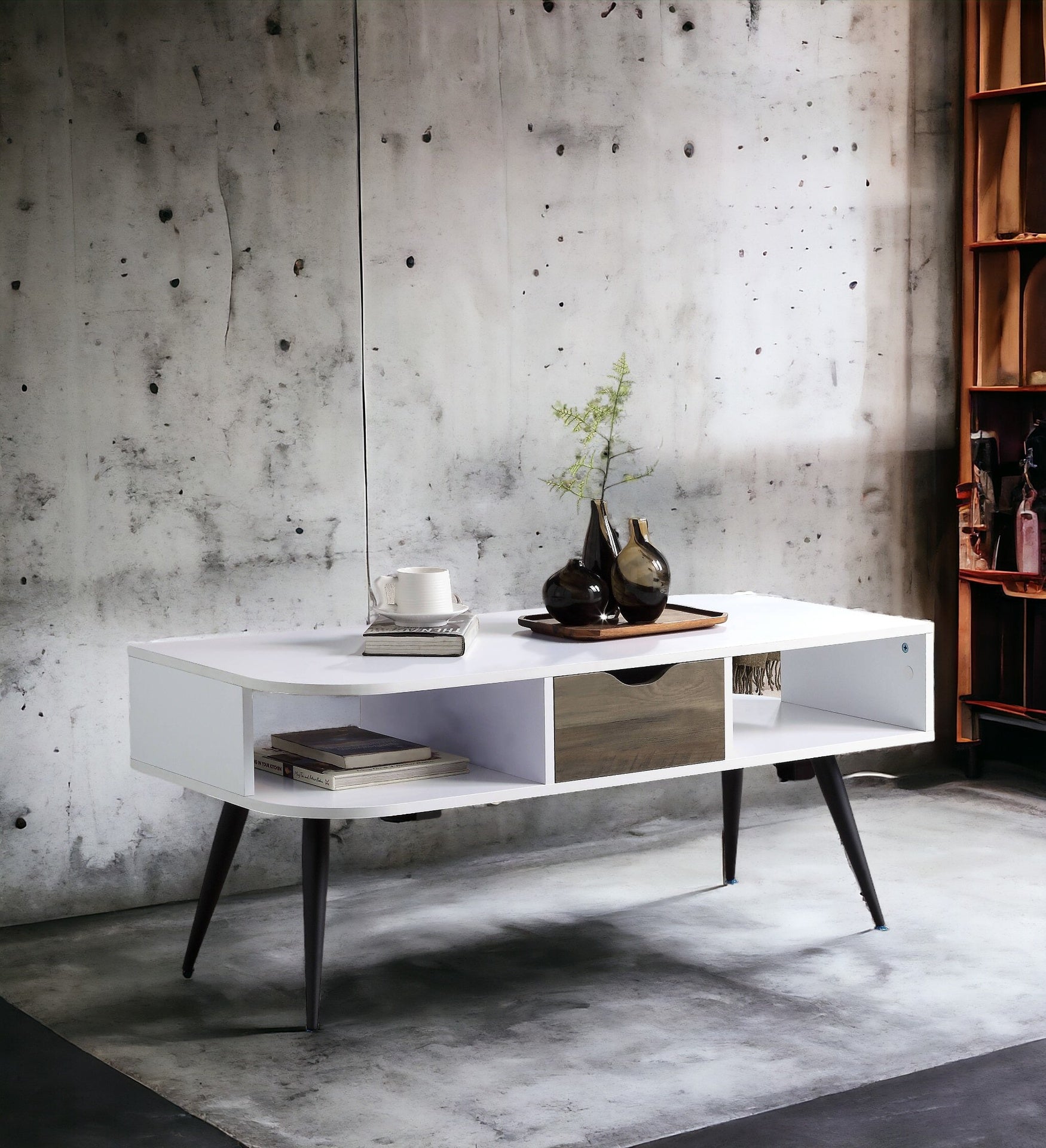 Halima White & Black Finish Coffee Table