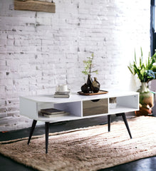 Halima White & Black Finish Coffee Table