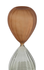 3.7x3.7x9.8" Ribbed 45-Minute Hourglass with Copper and Gray Finish and White Sand