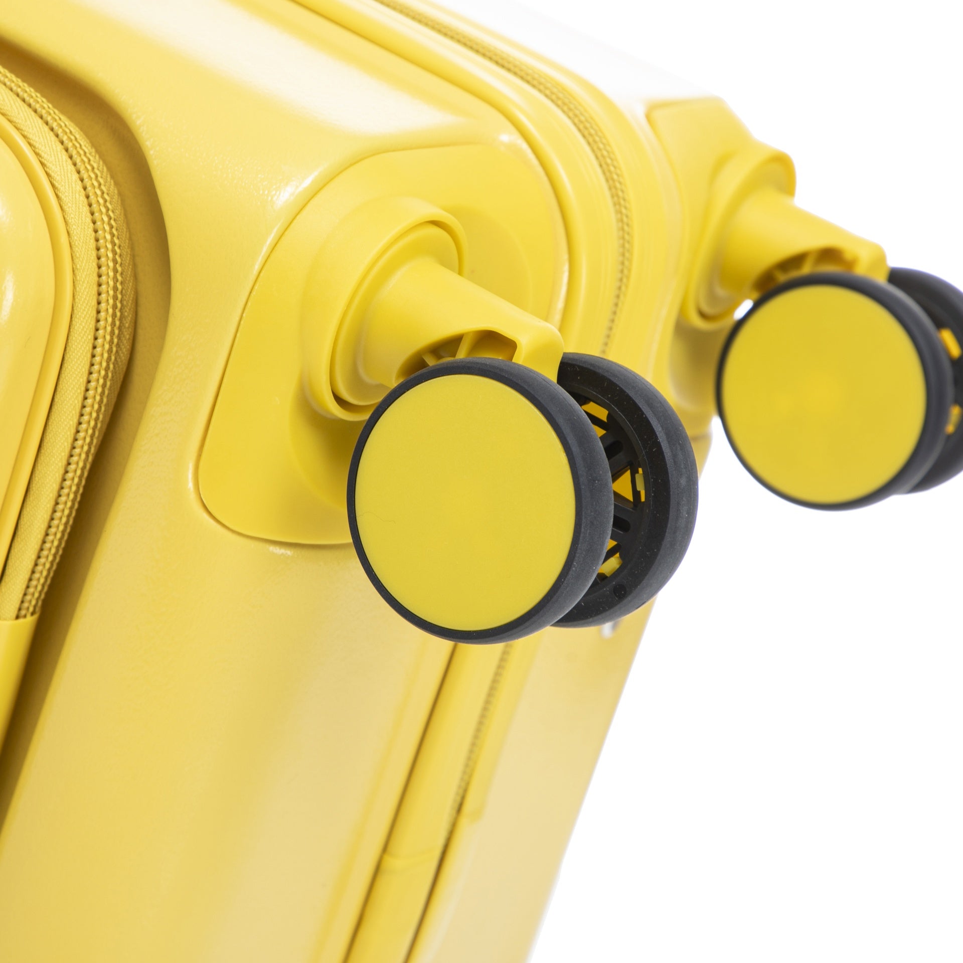 14"/20" 2 pcs/set in ABS Spinner Wheel Luggage, with Combination Lock and Front Opening Design, 14" Cosmetic Case (Yellow)