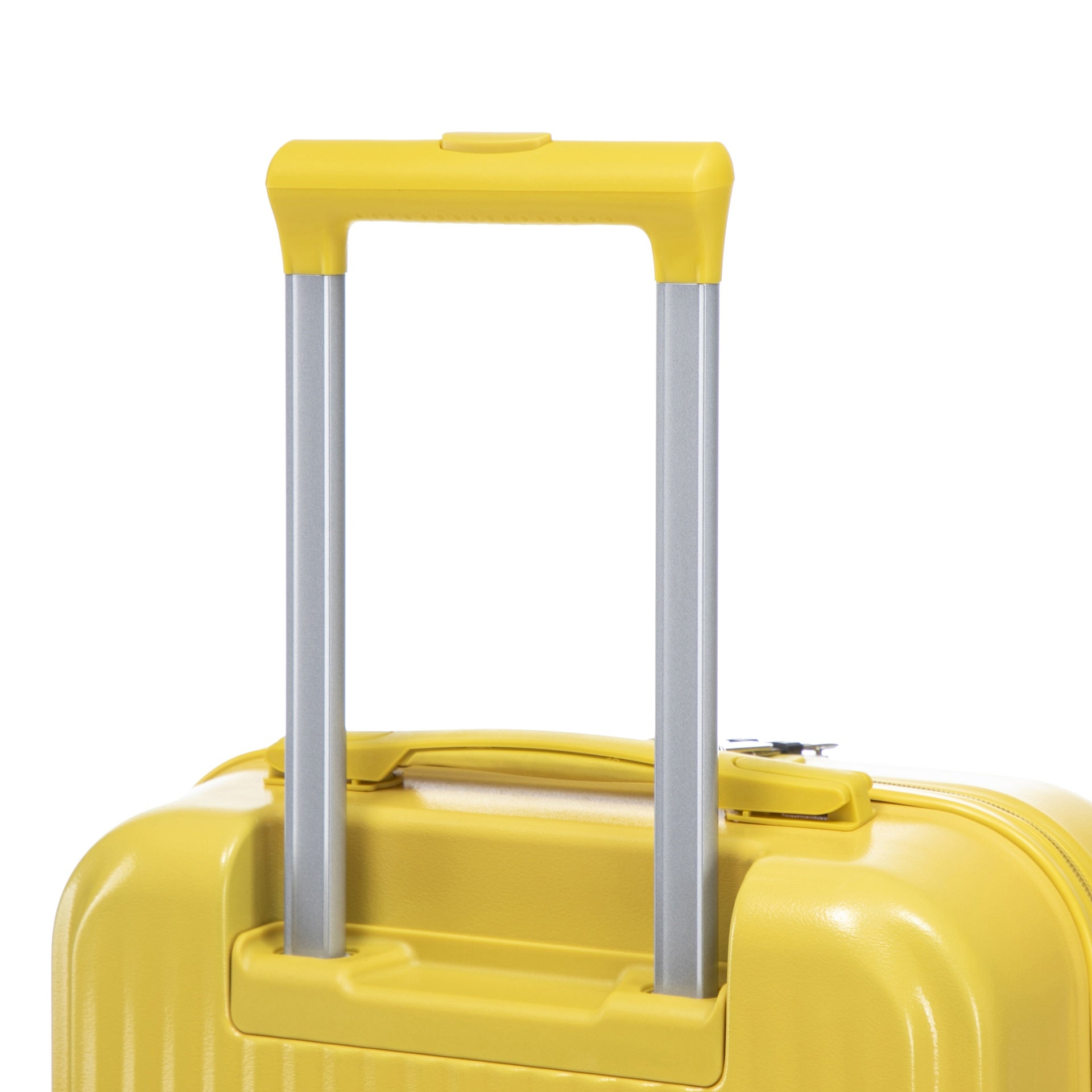 14"/20" 2 pcs/set in ABS Spinner Wheel Luggage, with Combination Lock and Front Opening Design, 14" Cosmetic Case (Yellow)
