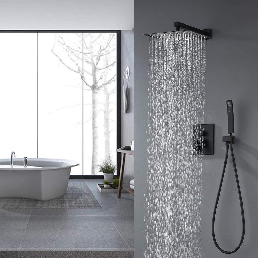 10 inch Shower Head Bathroom Luxury Rain Mixer Shower Complete Combo Set Wall Mounted