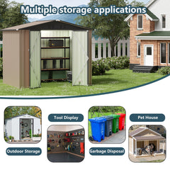 8FT x 6FT garden shed with Apex Roof for patio backyard use galvanized steel metal sheds storage house