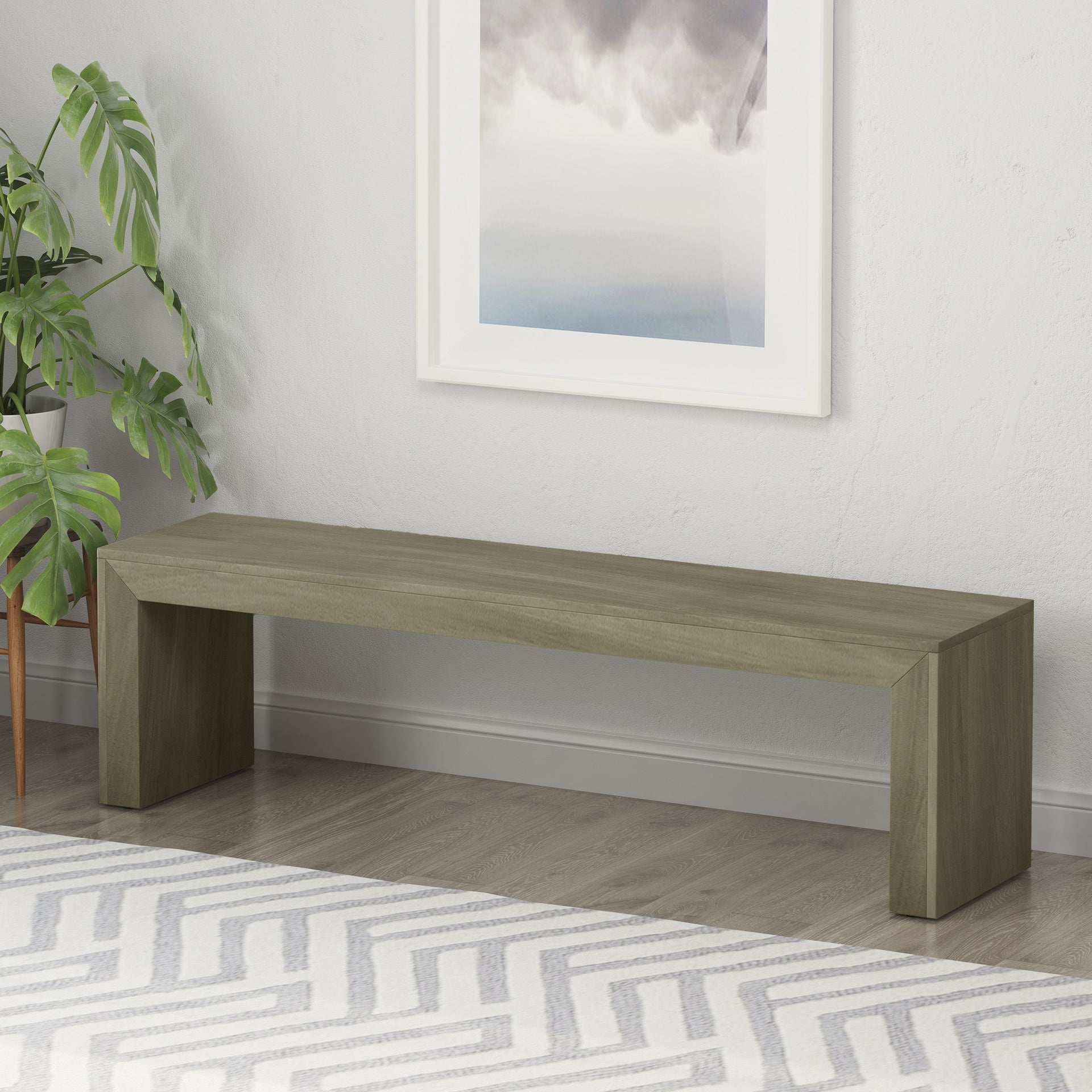 Acacia Wood Dining Bench, Grey+Taupe