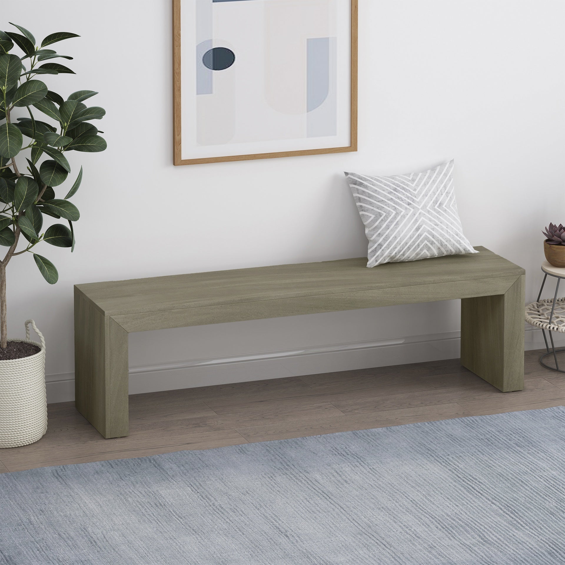 Acacia Wood Dining Bench, Grey+Taupe