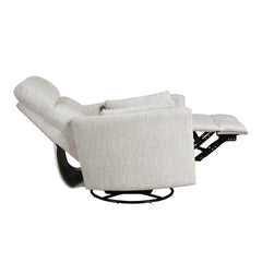 Modern Swivel Glider Reclining Chair Beige Microfiber Upholstery Plush Comfort Matching Pillows Living Room Furniture 1pc