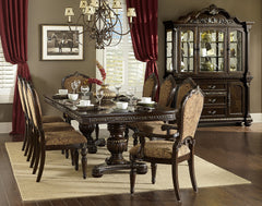 Traditional Formal Side Chairs Set of 2, Cherry Finish with Gold Tipping Jacquard Fabric Upholstery Luxury Dining Furniture
