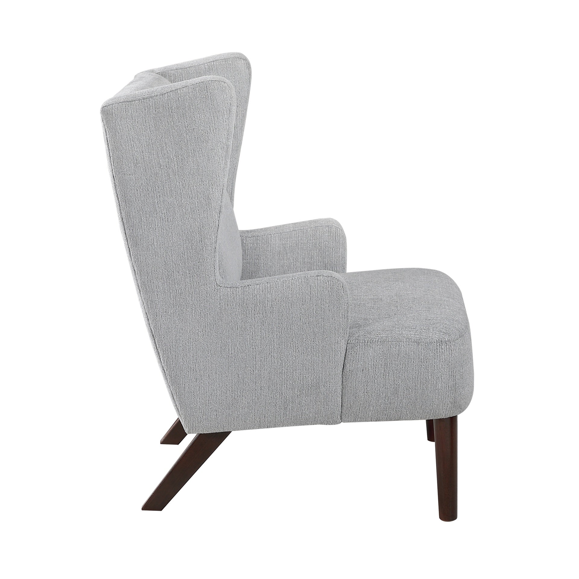 Contemporary Grey Wingback Accent Chair Chenille Upholstery Plywood Frame Living Room Furniture 1pc