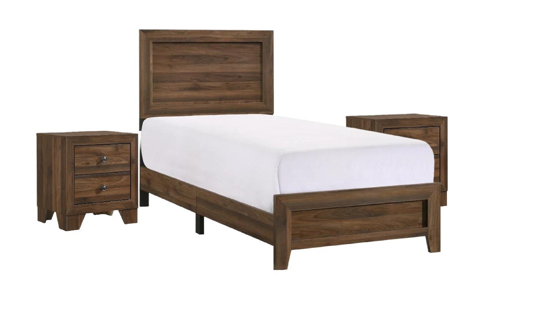 Brown Cherry Finish Fabric 1pc Twin Size Panel Bed Beautiful Wooden Bedroom Furniture Contemporary Style