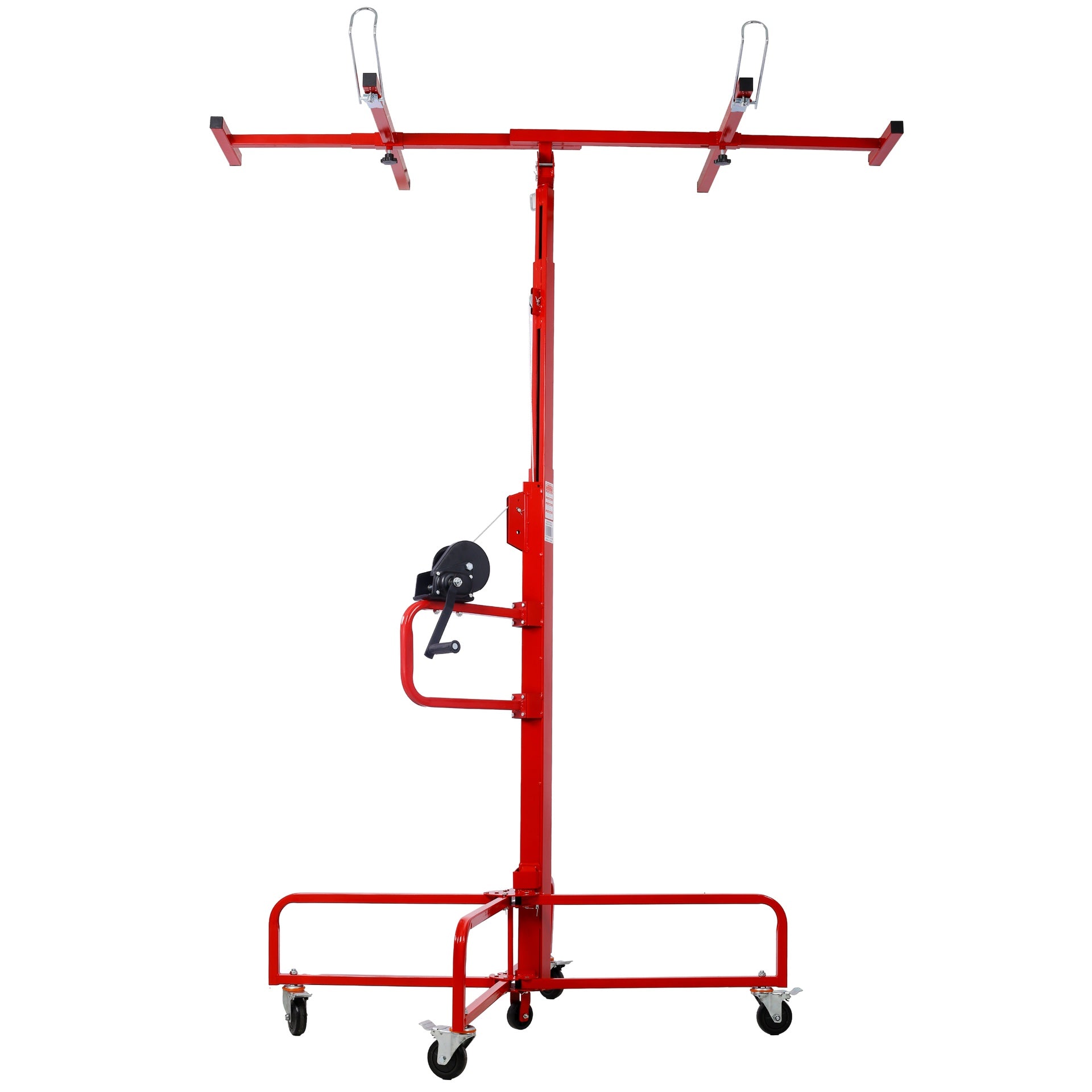 Drywall Lift Panel 13' Lift Drywall Panel Hoist Jack Lifter Jack Rolling Caster Wheel Sheetrock Drywall Lift Construction Tools,150-lb. Capacity, 4ft. x 16ft. Max. Sheet Size,red