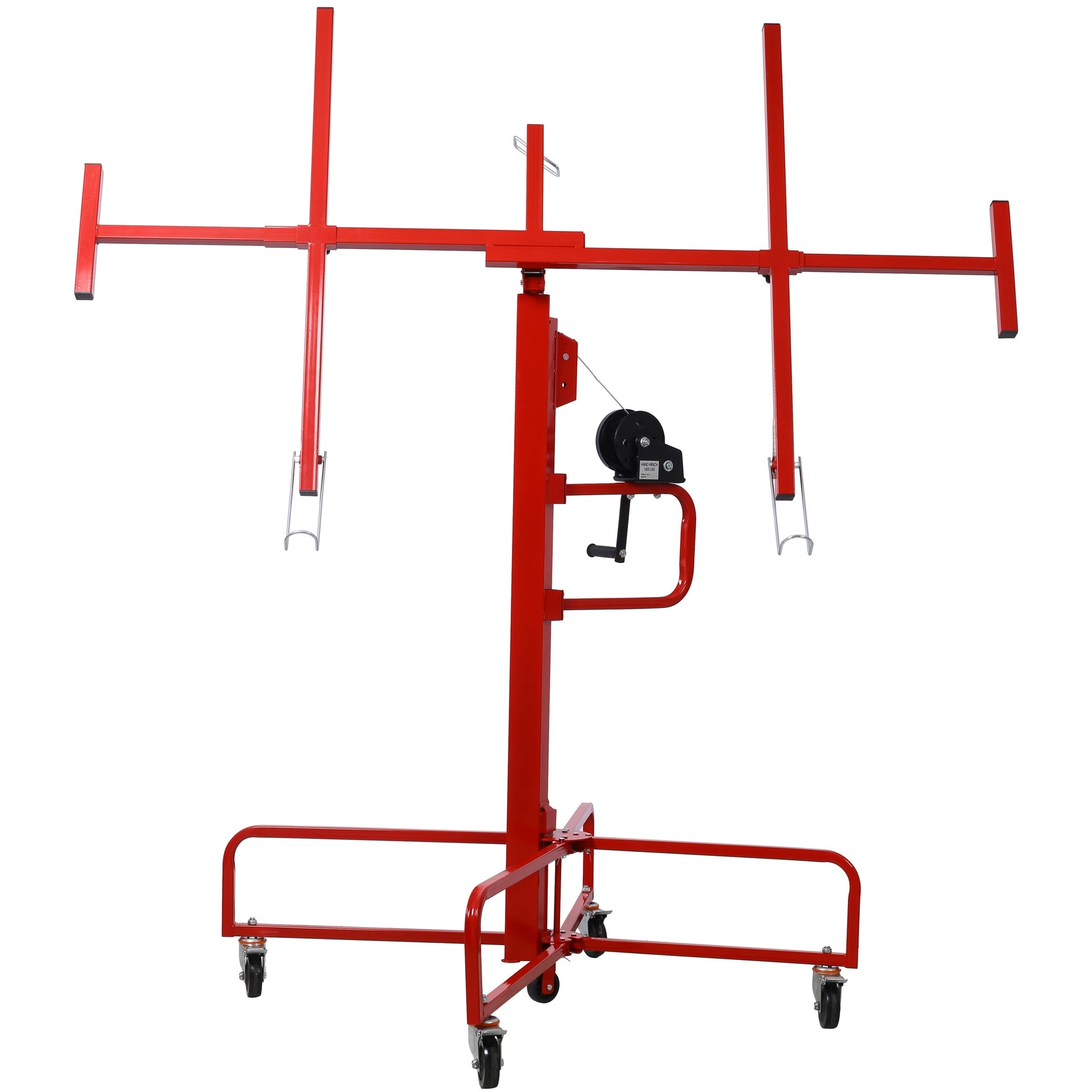 Drywall Lift Panel 13' Lift Drywall Panel Hoist Jack Lifter Jack Rolling Caster Wheel Sheetrock Drywall Lift Construction Tools,150-lb. Capacity, 4ft. x 16ft. Max. Sheet Size,red