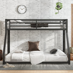 Metal Twin XL over Queen Bunk Bed for Teens and Adults,Noise Reduced/No Box Spring Needed, Black