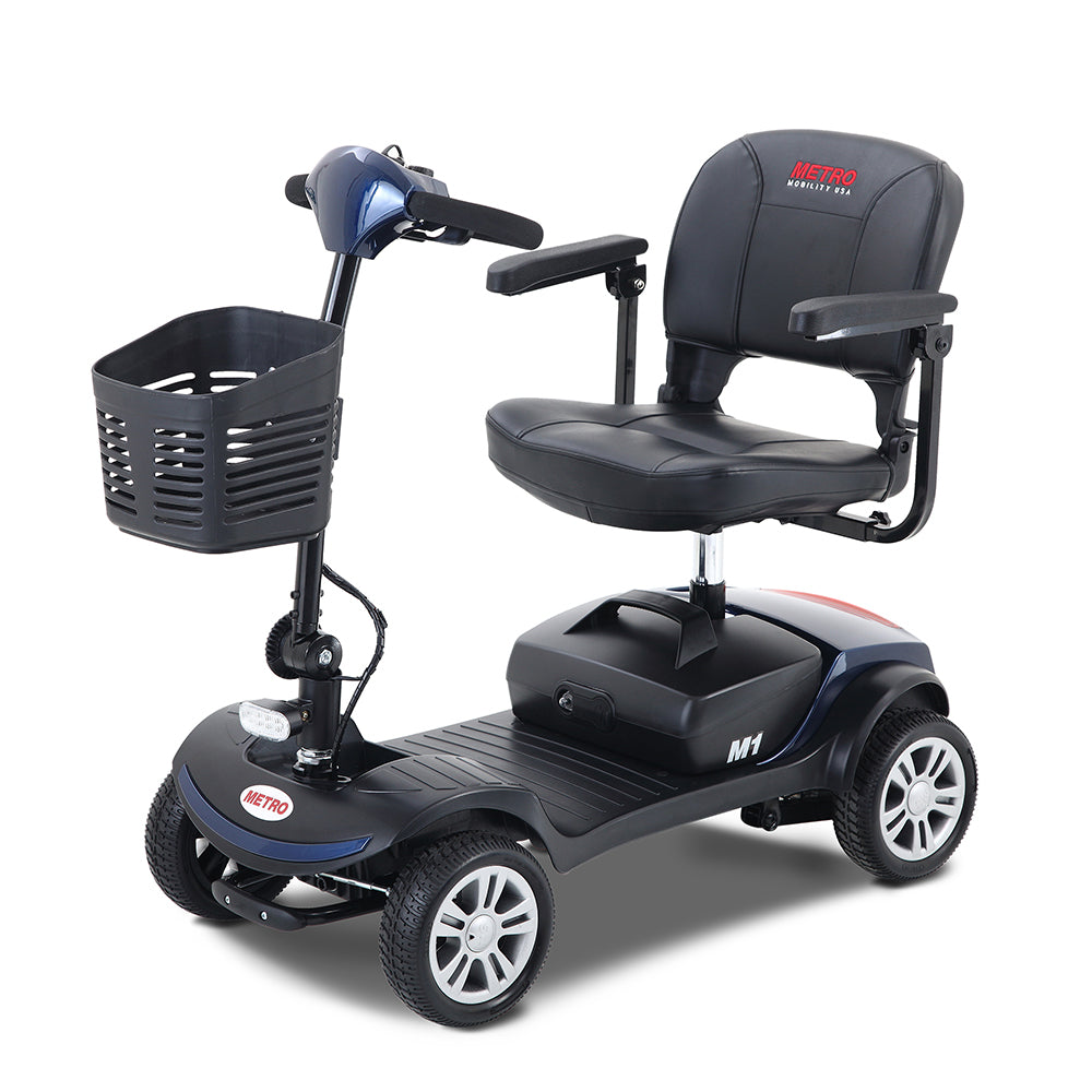 Four wheels Compact Travel Mobility Scooter with 300W Motor for Adult-300lbs, BLUE