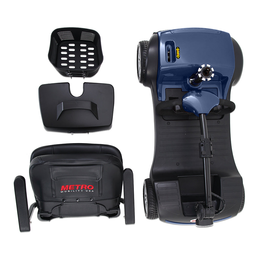 Four wheels Compact Travel Mobility Scooter with 300W Motor for Adult-300lbs, BLUE