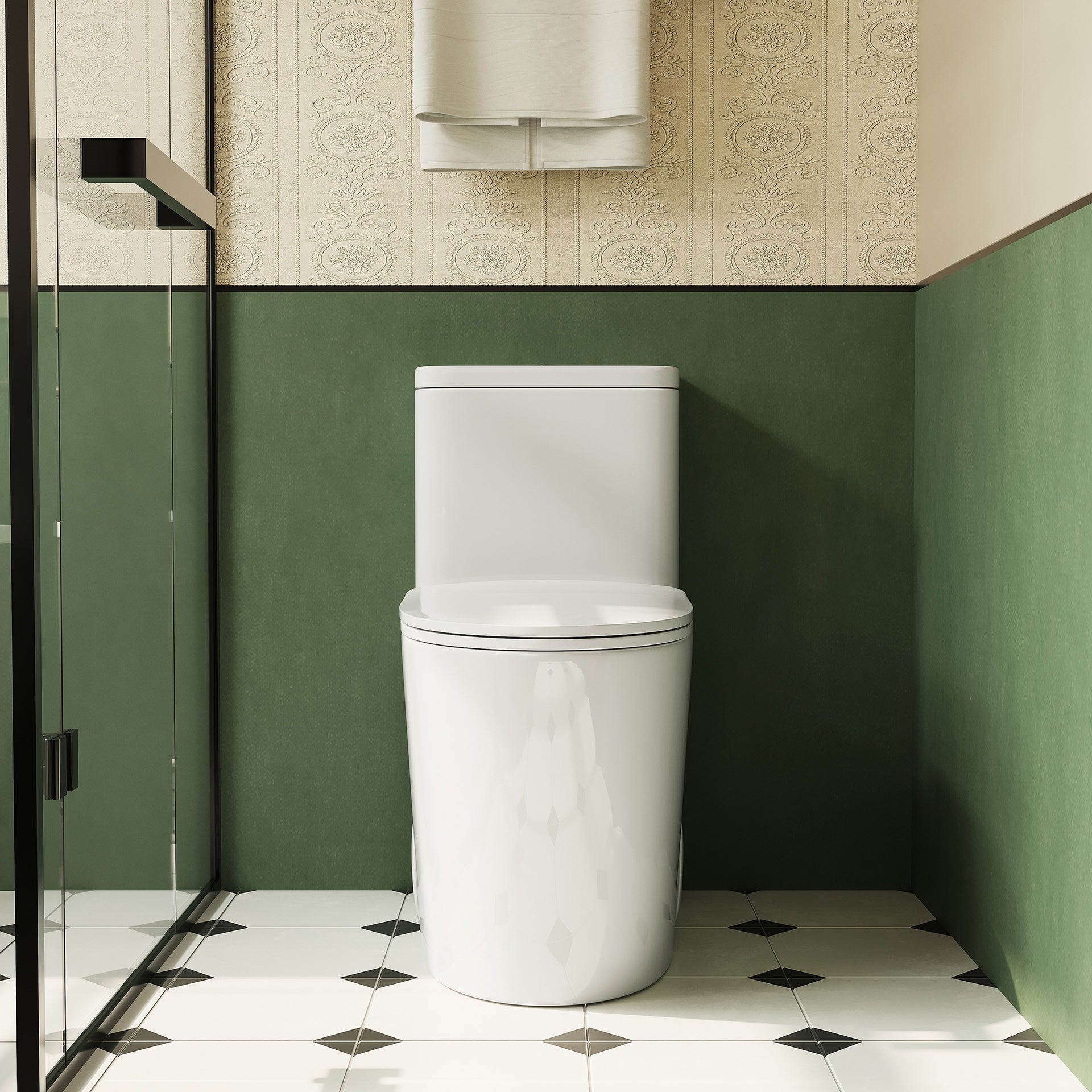 1.1/1.6 GPF Elongated Comfort Height Floor Mounted One-Piece Toilet ,  CUPC Certified, WaterSense Cetified, Ceramic, White Color, Soft Close Seat