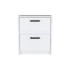 Nightstand Chequered, Two Drawes, White Finish