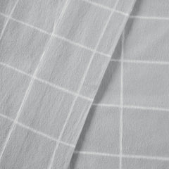 4-Piece King 100% Cotton Flannel Printed Sheet Set,Grey Windowpane