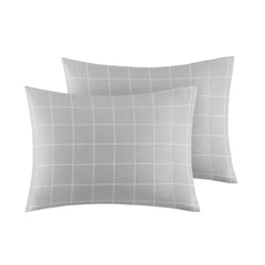 4-Piece King 100% Cotton Flannel Printed Sheet Set,Grey Windowpane