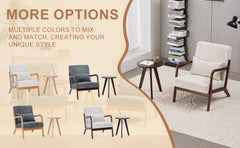 Mid-Century Modern Accent Chair&Coffee Table  Set,Vintage Luxury Style,  Leisure Chair(Antique Dark Gray)& coffee table  (Walnut-Tone), suitable for living rooms and bedroom relaxation areas