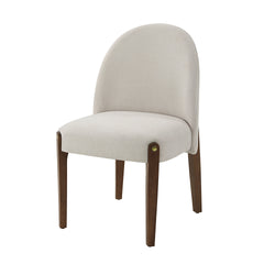 Gamarya White Fabric & Oak Finish Side Chair (Set of 2)