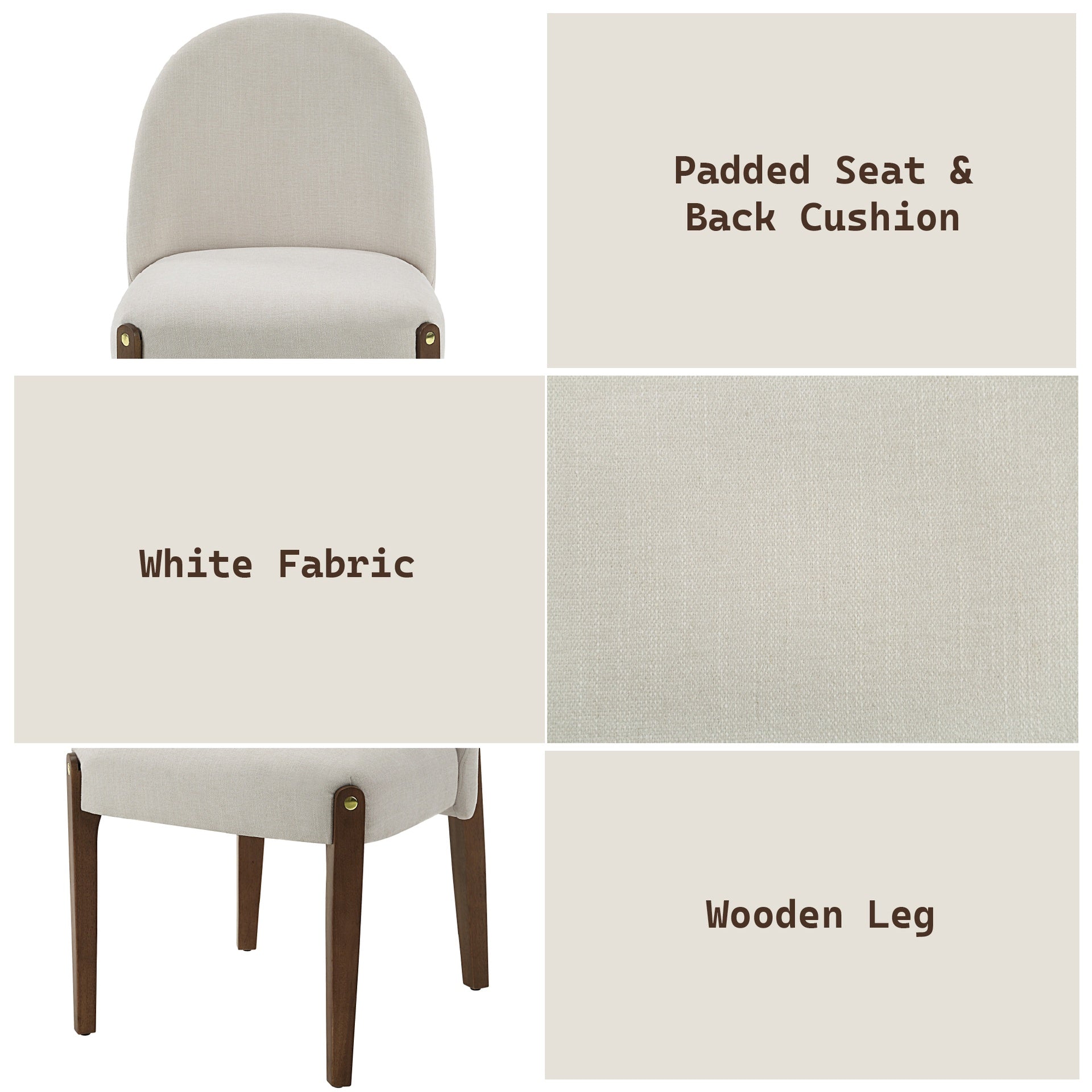 Gamarya White Fabric & Oak Finish Side Chair (Set of 2)