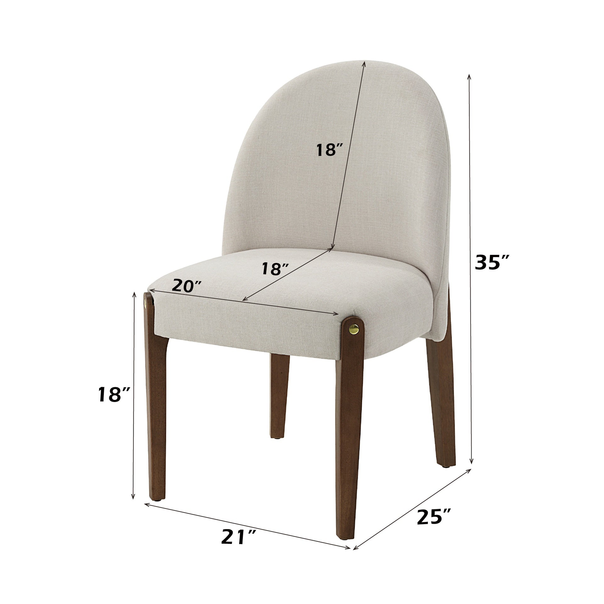 Gamarya White Fabric & Oak Finish Side Chair (Set of 2)