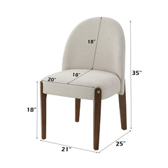 Gamarya White Fabric & Oak Finish Side Chair (Set of 2)