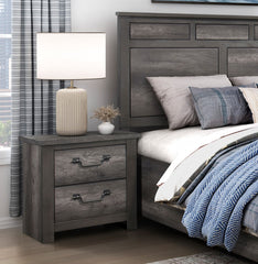 Gray Finish 2-Drawers Storage Nightstand 1pc Wooden Furniture Traditional Design Bedside Cabinet