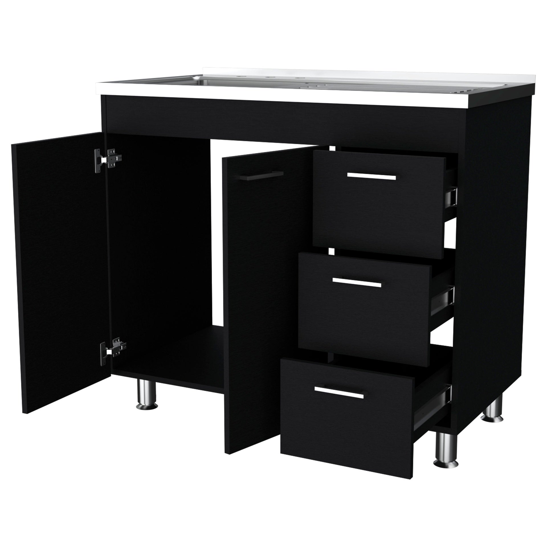 Wenge 2-Door 3-Drawer Kitchen Cabinet