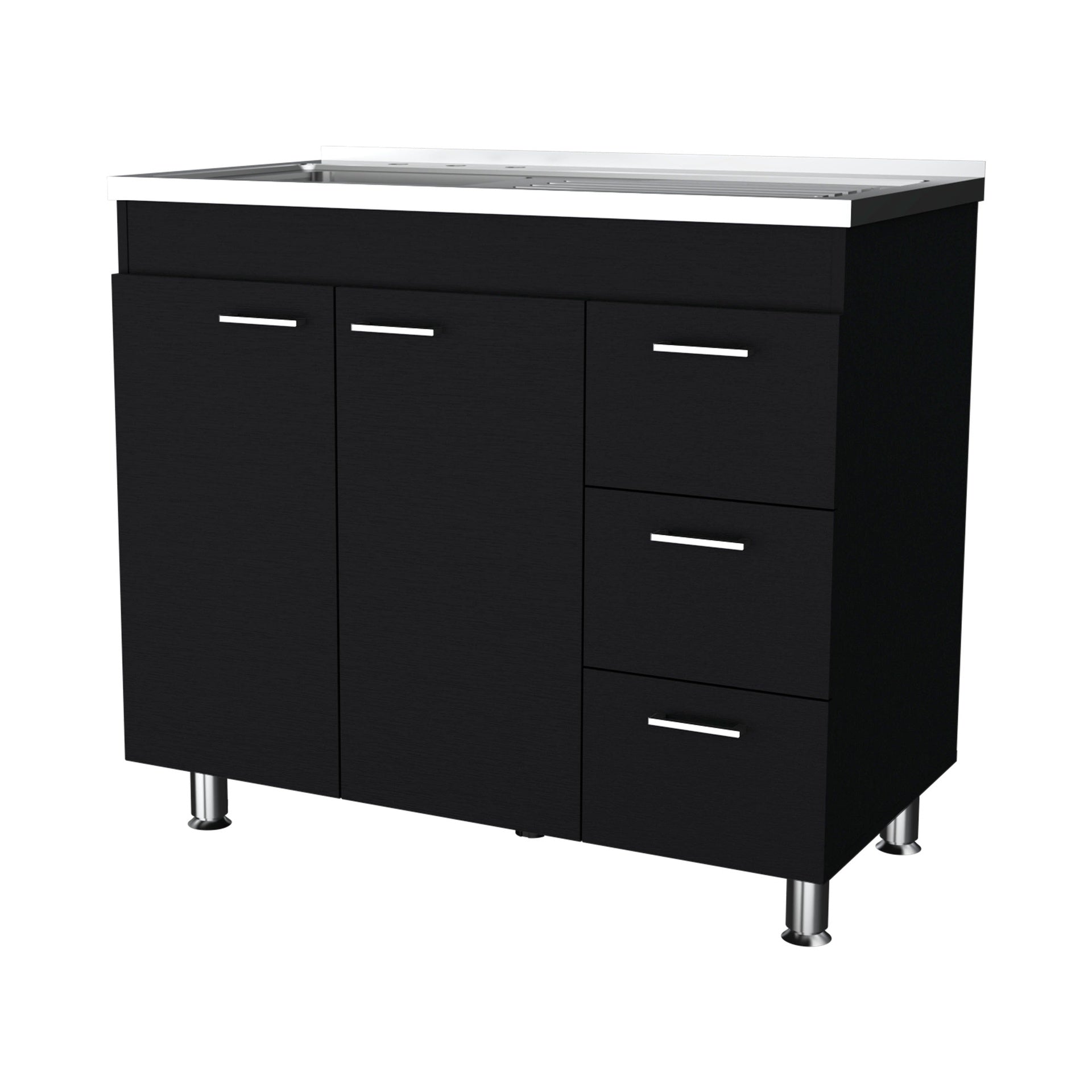 Wenge 2-Door 3-Drawer Kitchen Cabinet