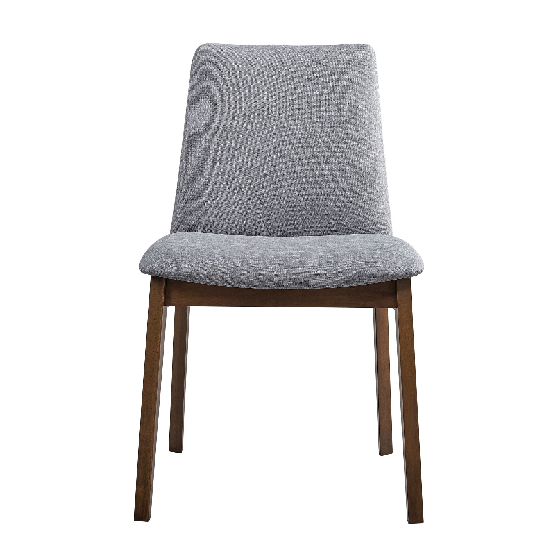 Walnut Finish Side Chairs Set of 2, Gray Fabric Upholstery Seat and Back Wooden Kitchen Casual Dining Furniture