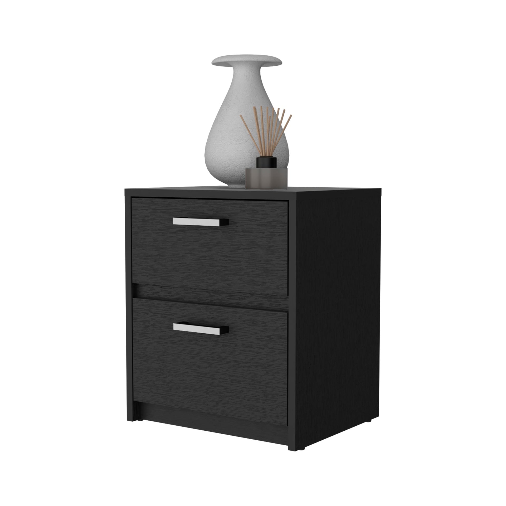 Myrtle 2 Drawers Nightstand, Bedside Table with Metal Handles