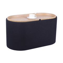 Storage Ottoman with Reversible Wooden Tray Top, Black