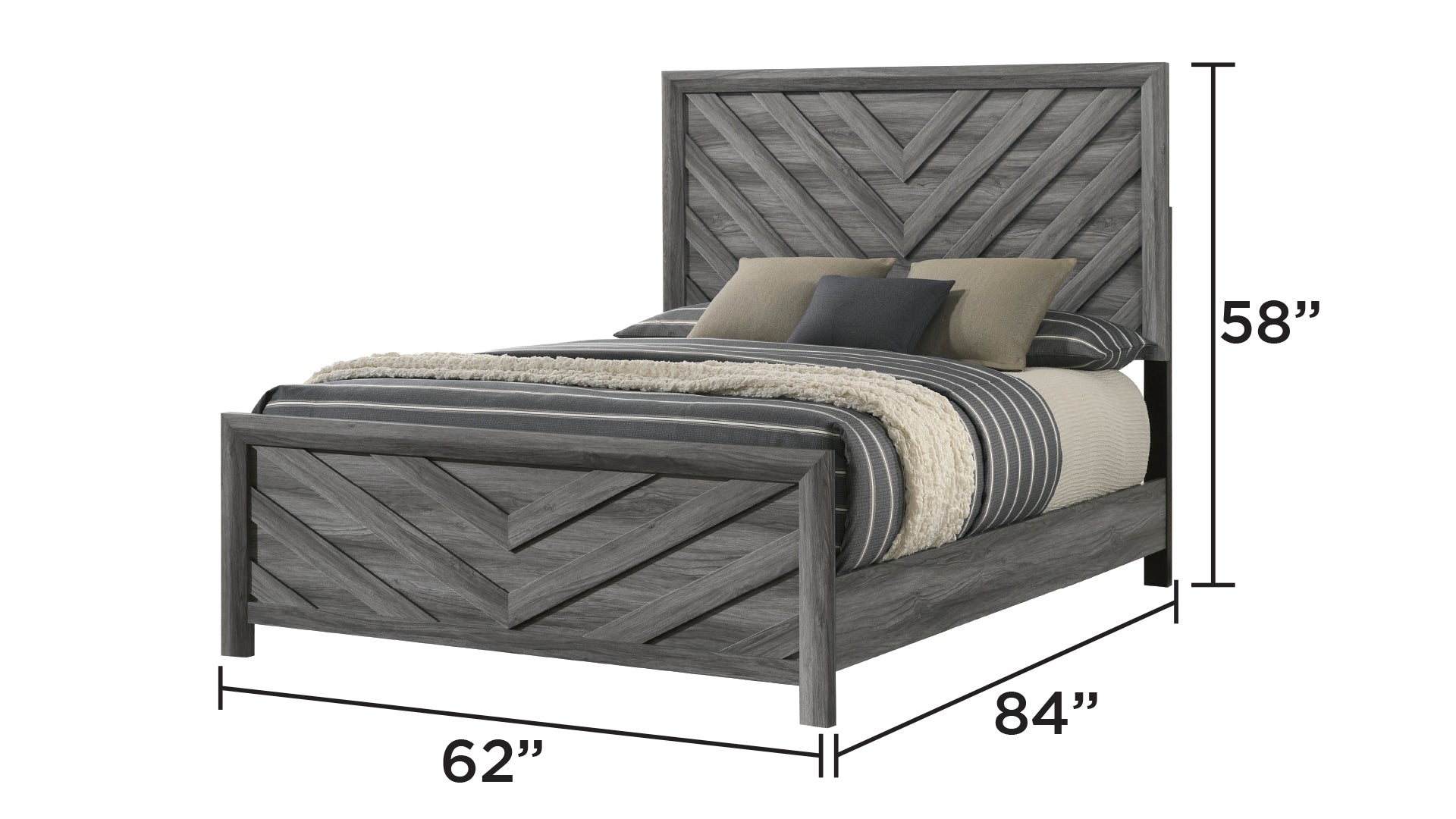 Denver Modern Style Queen Bed Made with Wood in Gray (NJ Inventory)