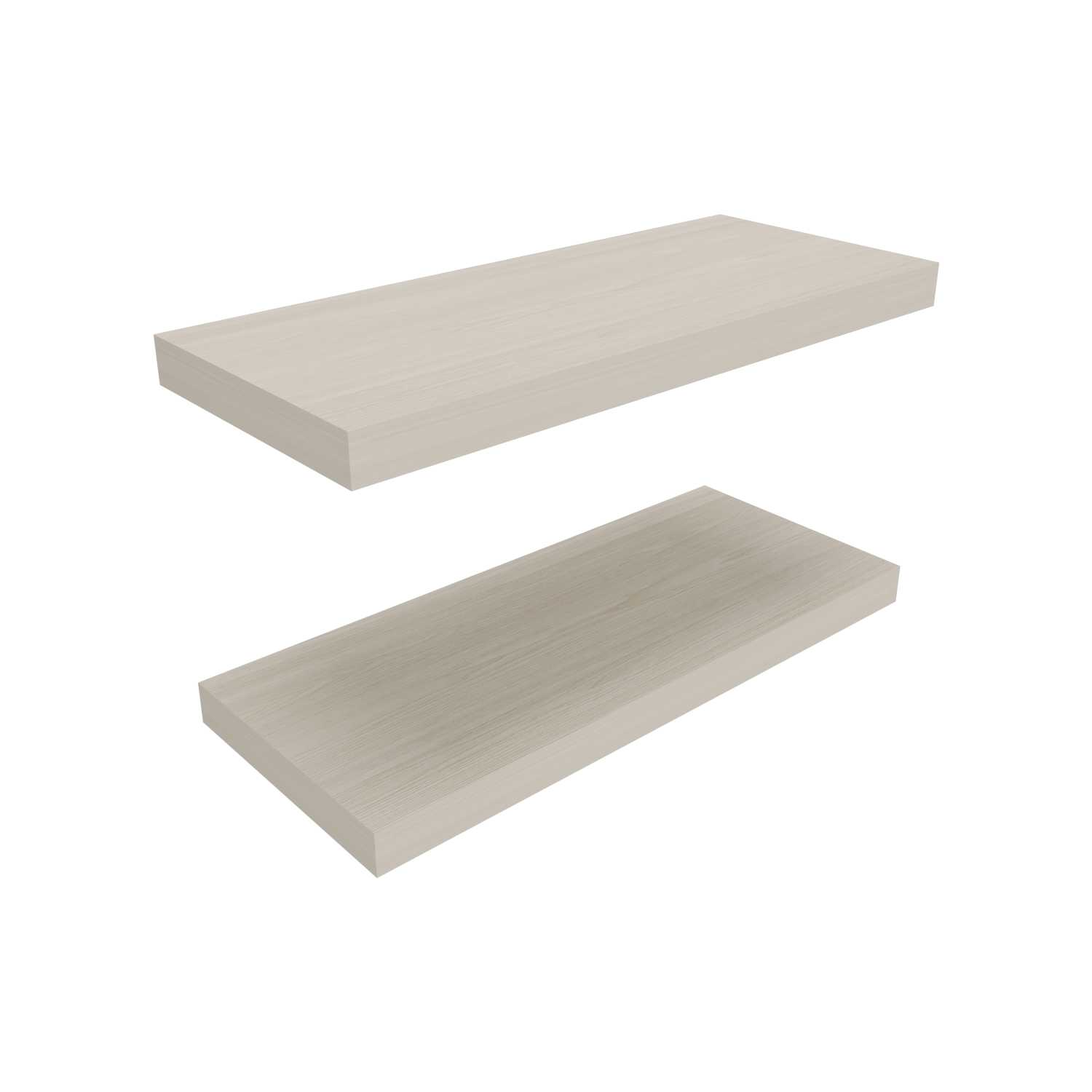 Floating Shelves, White Washed Oak, 2 Shelves, 1.50" H