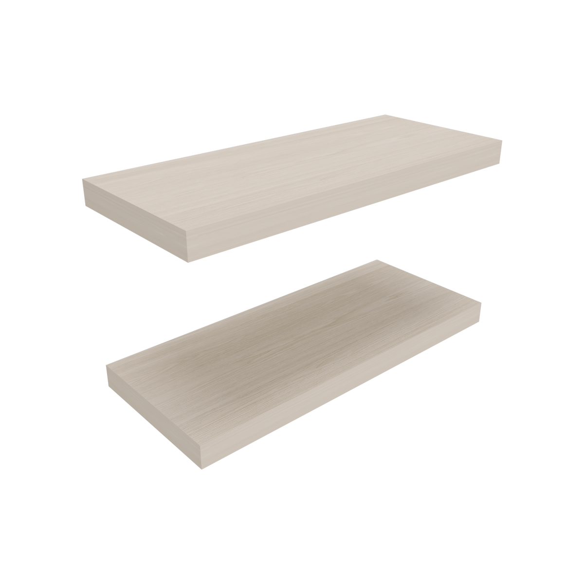 Floating Shelves, White Washed Oak, 2 Shelves, 1.50" H