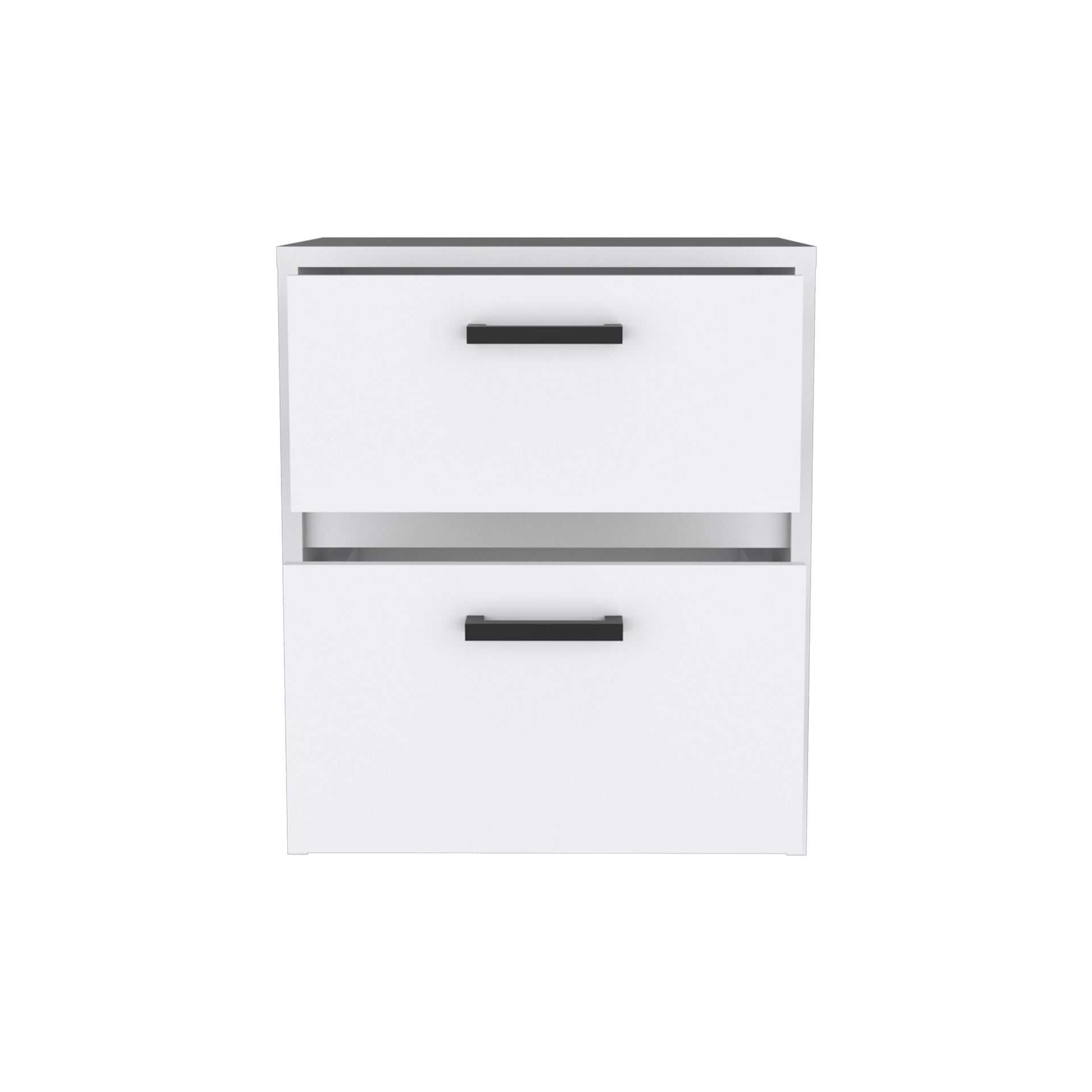 Nightstand 18"H , 2 Drawers with Metal Handles, White