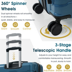 24 Inch Hardshell ABS Checked Luggage, Durable Expandable Travel Suitcase with Spinner Wheels, TSA Lock