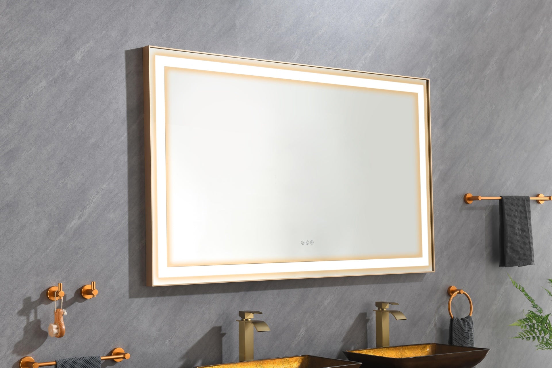60 x 36 Inch LED Bathroom Mirror with Aluminum Frame, Wall Mounted Vanity Mirror, Anti-Fog, Memory, 3 Colors, Stepless Dimmable