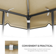 10x10 Ft Outdoor Patio Gazebo Replacement Canopy,Double Tiered Gazebo Tent Roof Top Cover Only Greatwall border(Frame Not Include)-Tan