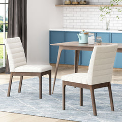 Upholstered Dining Chairs With Rubber Legs (Set of 2),Light Beige