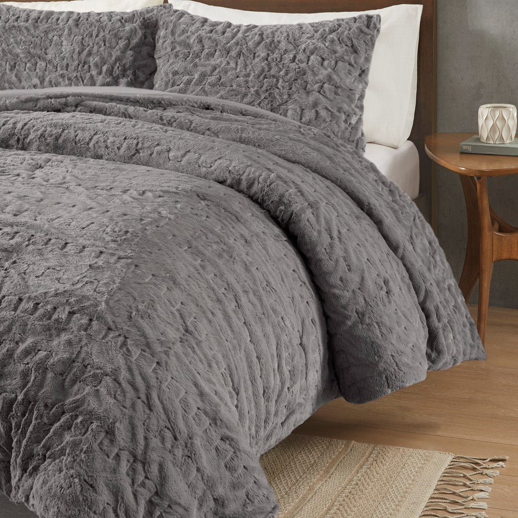 King/Cal King Ruched Fur Down Alternative Comforter Set