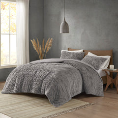 King/Cal King Ruched Fur Down Alternative Comforter Set